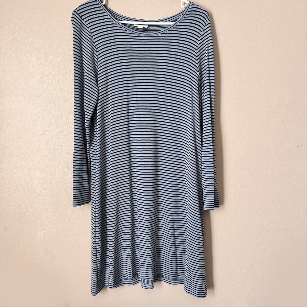 J Jill Womens Tunic Dress Womens MEDIUM Striped Blue Long Sleeve Stretch Comfort